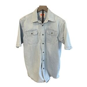 Wrangler Light Wash Denim Short Sleeve Button-Up Shirt